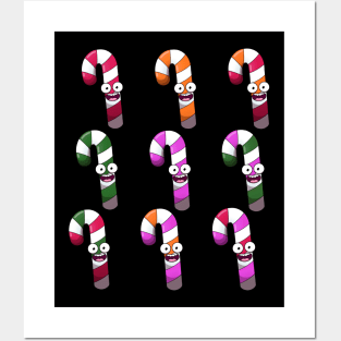 Cute Colorful Candy Canes Posters and Art